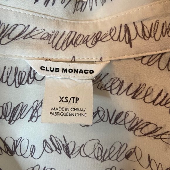 Club Monaco Silk Button Up Scribble Blouse - Picture 6 of 6